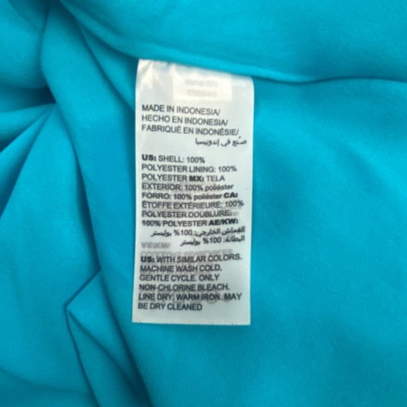 Chico's Blouse Womens Size 1 Medium 8 Blue Clip Dot Peplum‎ Flutter Sleeve Top - Picture 12 of 12